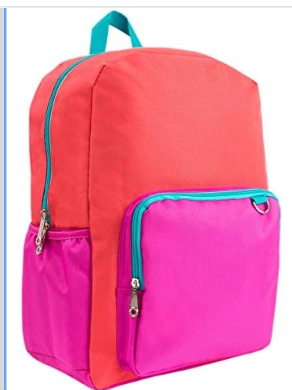 NEW Yoobi 17" Standard Backpack Coral Color Block 51985745